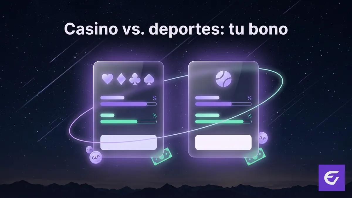 Comparación visual entre el bono de casino y el bono de deportes de Estelarbet Chile