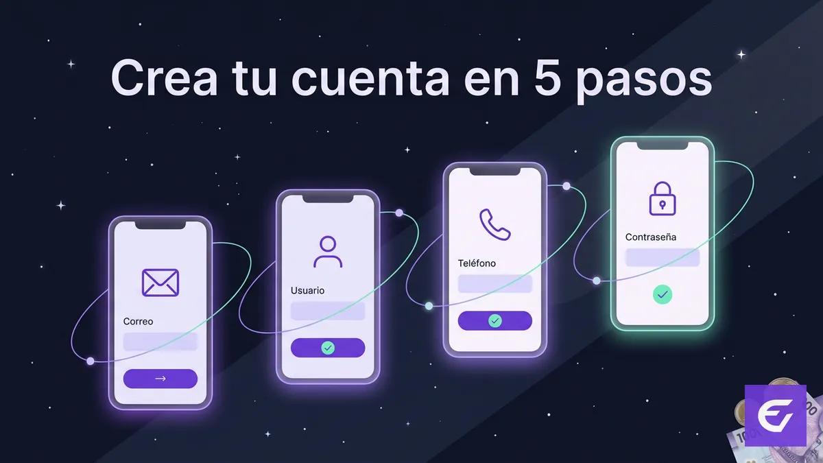 Secuencia de pantallas de registro paso a paso en Estelarbet Chile con campos en español